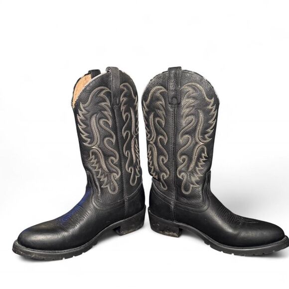 Dan Post Black Leather Western Cowboy Boots Size 8.5D DP69630 Oil Resistant - Picture 1 of 7